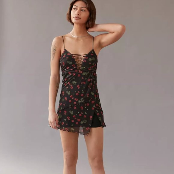 Urban Outfitters | NWT Bright Side Lace-Up Mini Dress - Picture 7 of 13
